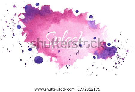 Purple, pink, violet, lilac and blue watercolor stains. Bright element for abstract artistic background.