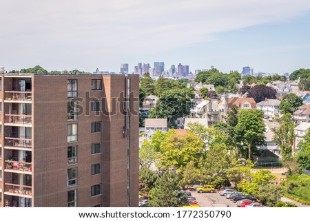 The Boston skyline, from an apartment complex in Winthrop