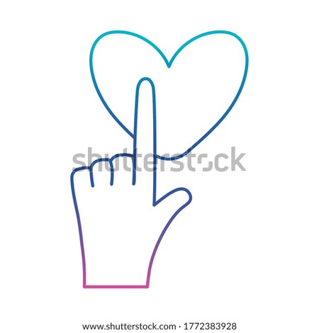 Hand touching heart degraded line style icon design of love passion and romantic theme Vector illustration