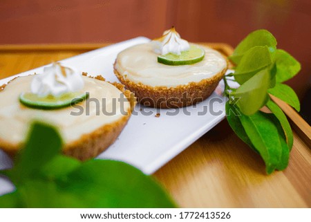 Individual plate of sweet lemon pie