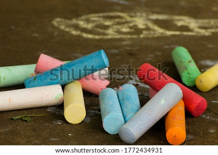 Colored chalk on outdoor concrete
