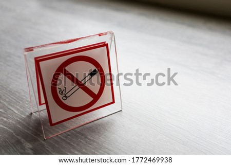 No smoking Sign on table at hotel