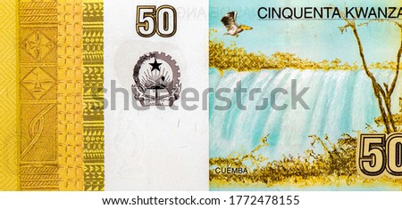 Cuemba waterfall. in Angola, Portrait from Angola 50 Kwanzas 2012 Banknotes.