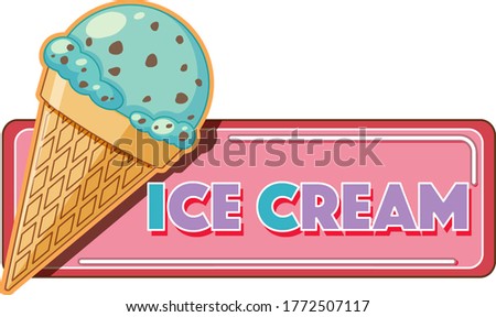 Ice cream logo cartoon style isolated illustration