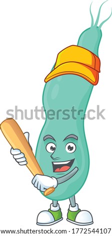 Helicobacter pylory cartoon design concept of hold baseball stick. Vector illustration