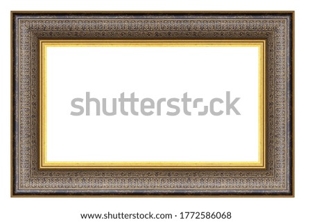 Golden vintage rectangle frame on a white background, isolated