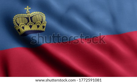 Close up waving flag of Liechtenstein