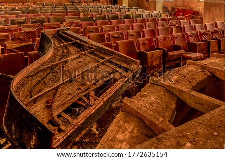Abandoned historic grand piano concert hall in Bulgaria. Community center