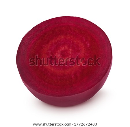 Half of fresh beet isolated on a white background. Clip art image for package design.
