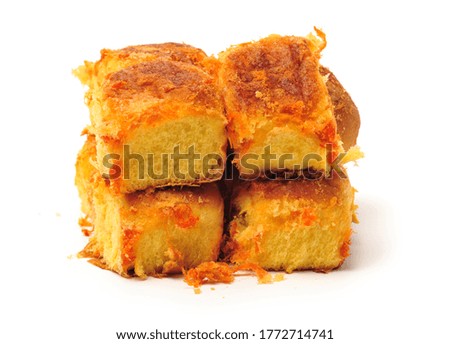 Natural delicious breakfast bread on white background