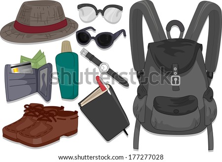 Illustration Featuring Different Items Commonly Used When Traveling