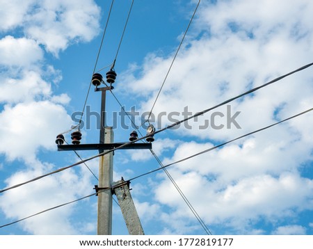 

Electric pole and cable wiring, stock photo