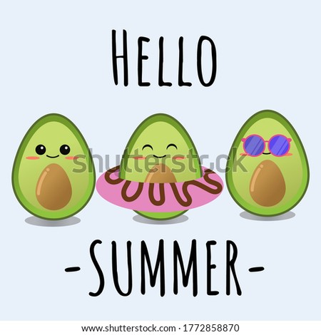 summer edition of the cute avocado character