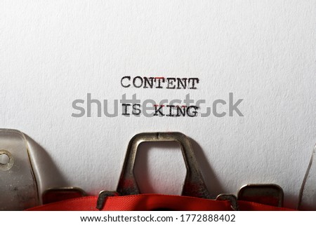 Content is king text written with a typewriter.