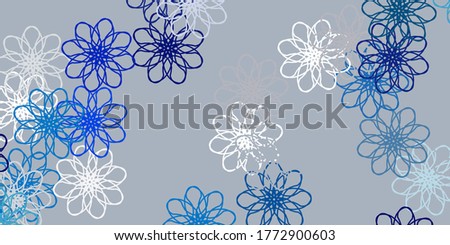 Light BLUE vector doodle template with flowers. Abstract illustration with flowers in Origami style. Colorful pattern for spring parties.