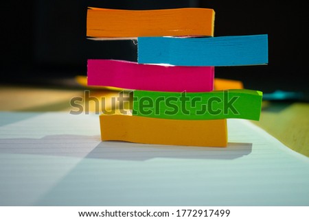 colorful office notebook post it pencil beautiful background