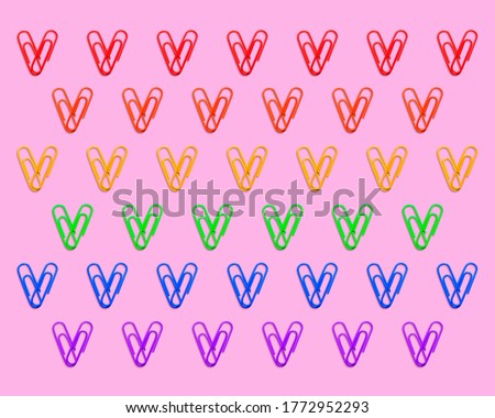 LGTBIQ+ flag with clip hearts. Pride flag. Rainbow hearts pattern