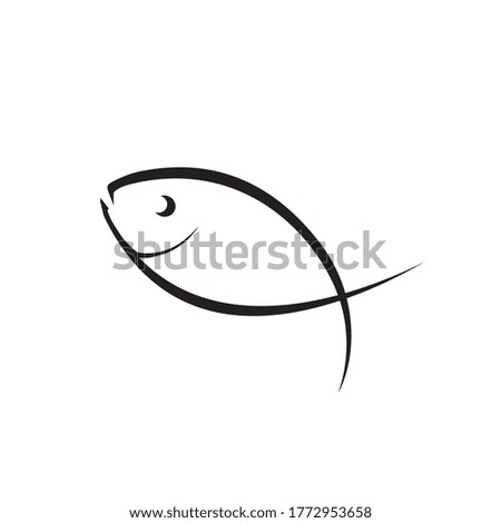 simple line fish icon vector on white background