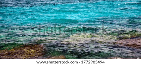 Transparent turquoise multicolor water of the Mediterranean Sea in Cyprus