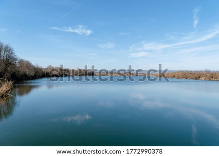 Landscape photo of a beautiful blue lake. Beautiful peaceful destinations. Tranquil scene