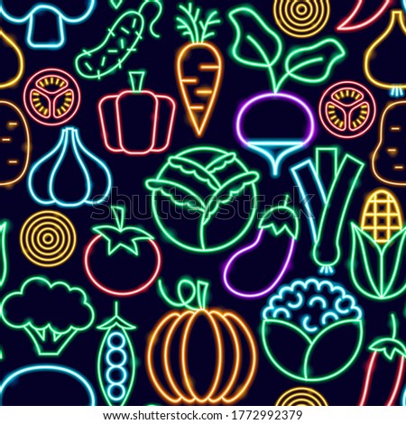 Vegetable Seamless Pattern. Vector Illustration of Healthy Food Background.