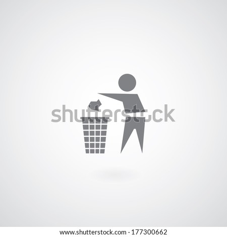 garbage symbol on gray background 