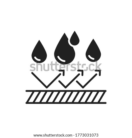 Waterproof black glyph icon. Water repellent technology concept. Pictogram for web page, mobile app, promo. UI UX GUI design element. Royalty-Free Stock Photo #1773031073