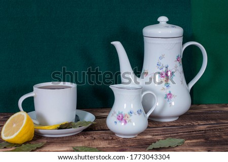 Tea composition, tea set, picture style vintage