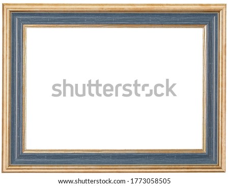 Blue frame with a golden rim, isolated on a white background