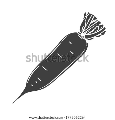 Daikon glyph icon. Vegetable in retro style, vector illustration of farm product for design advertising products shop or market. Royalty-Free Stock Photo #1773062264