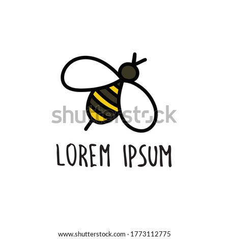 bee doodle icon, vector illustration