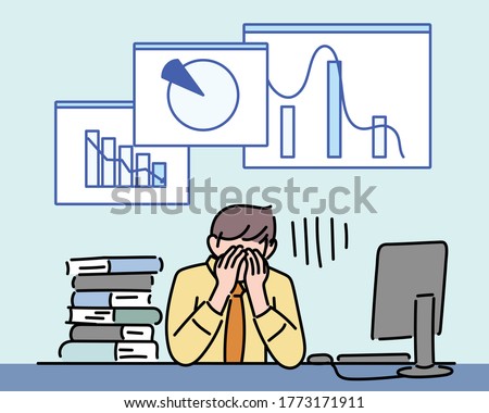 A businessman is frustrated by the falling graph. hand drawn style vector design illustrations. 