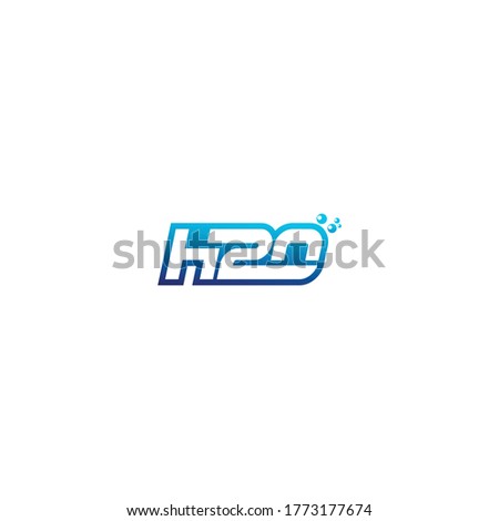 Chemical formula h2o with water drops in letters. H2O mineral natural water vector icon design. Blue wave logo with aqua bubbles splash Royalty-Free Stock Photo #1773177674