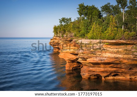 Beautiful Sea Caves on Devil's Island in the Apostle Islands National Lakeshore, Lake Superior, Wisconsin Royalty-Free Stock Photo #1773197015