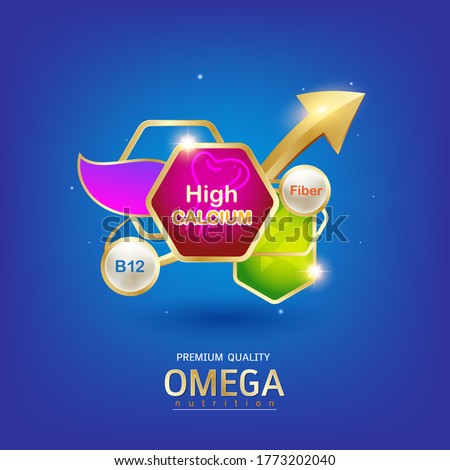 Nutrition or Omega 3 and Vitamin Concept Logo Products for Kids.