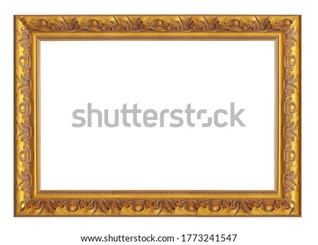 Golden vintage rectangle frame on a white background, isolated