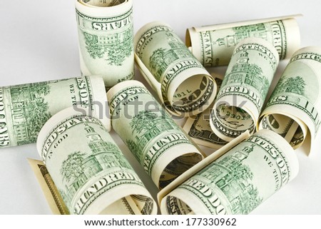 twisted pile of money dollars. business concept
