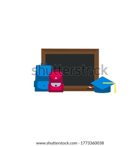 Back to School concept with chalkboard and other stationery object in vector
