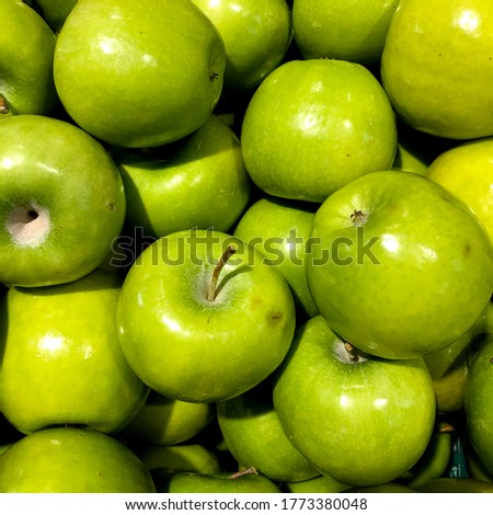 Macro photo fruit green apple. Stock photo nature food green apple