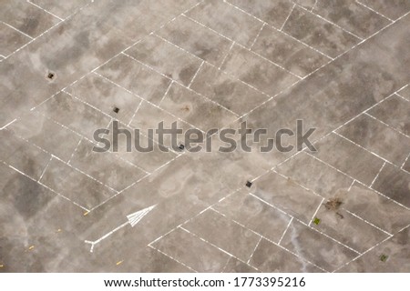 aerial view of car parking space with nobody