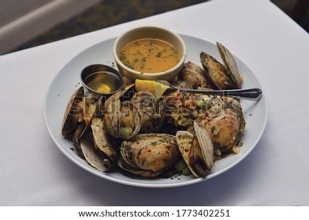 Fresh seafood little necks oysters Royalty-Free Stock Photo #1773402251