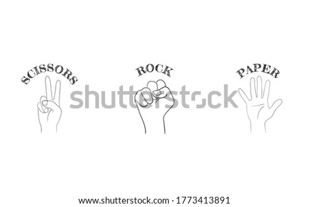 Hand sign icon, set of rock-paper-scissors
Vector illustration