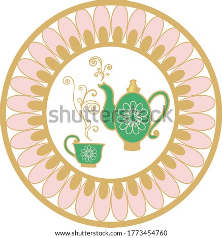 Vector Art Deco tea party vintage placement print, great for invitations, embroidery, textile details
