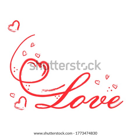 Vector inscription Love on a white isolated background with a heart. For logo, t-shirt design and print for clothes and for girls.