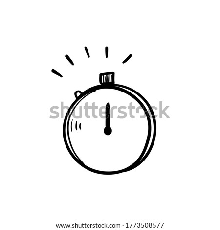 Hand drawn stopwatch timer symbol, fast time logo concept. Stopwatch quick delivery speed concept, express and urgent services.  Deadline and delay doodle. Royalty-Free Stock Photo #1773508577