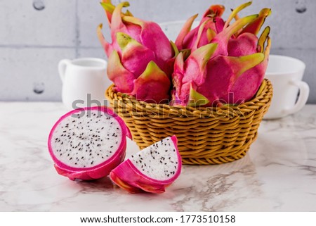 Dragon fruit with basket from Thailand Asia
