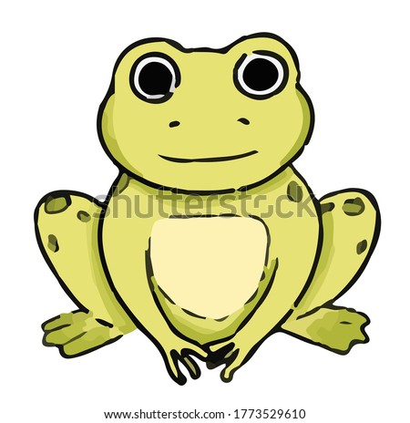 Hand drawn green cute little frog vector element on white background 