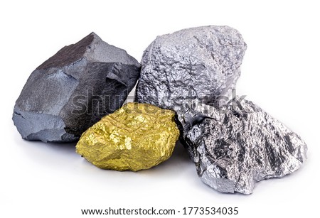 gold stone, iron ore, silver and manganese. Several stones used in the industry, collection of precious stones. Royalty-Free Stock Photo #1773534035