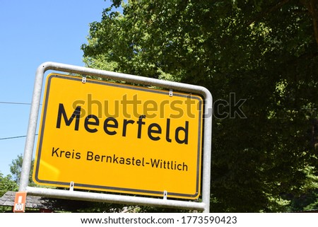 village sign for Meerfeld, part of county Bernkastel-Wittlich