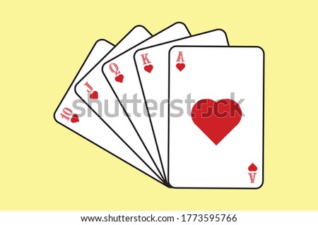 Heart royal straight flush poker hand flat vector icon for casino apps and websites. Can be used for Web, Mobile, Infographic and Print. EPS 10 Vector illustration. 